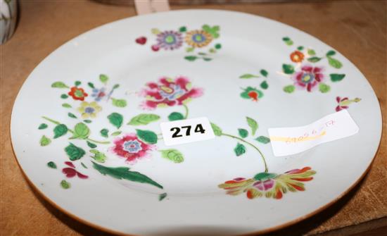 A single 18th century famille rose pattern Chinese plate